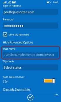 Windows mobile Lync 2013 mobile UPN