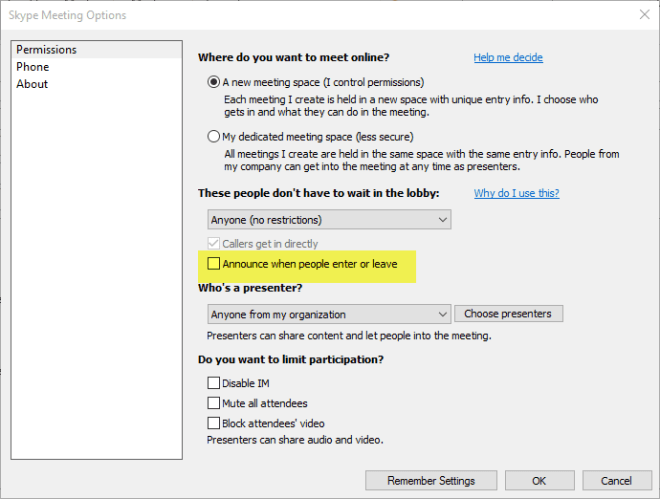 Disable Announce when people enter and leave